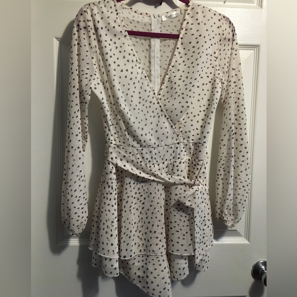 White and Black Spotted Romper.